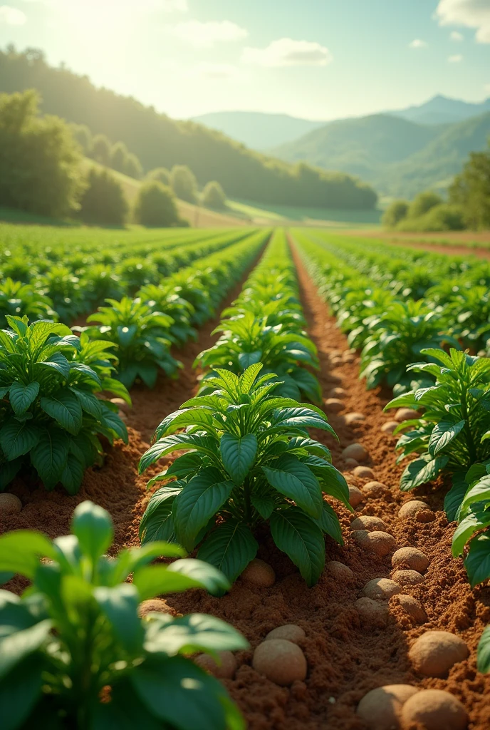 A potato harvesting abundantly
