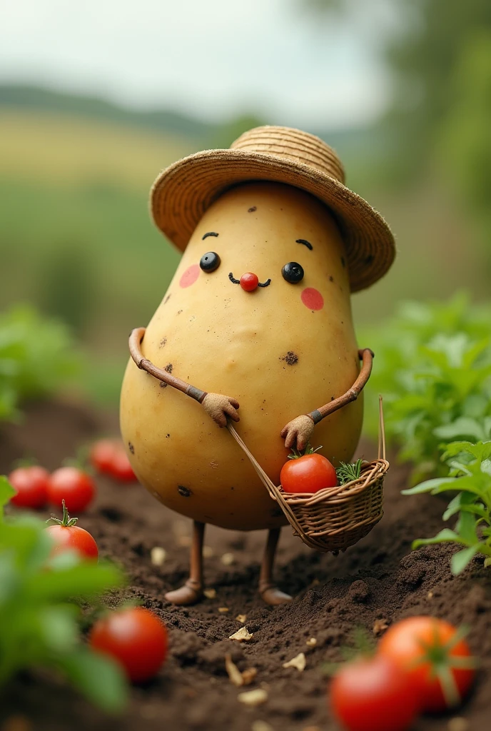 A potato doll harvesting