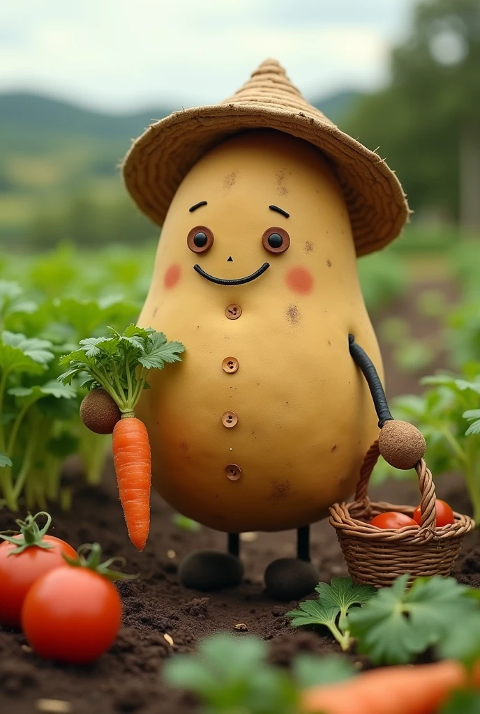 A potato doll harvesting