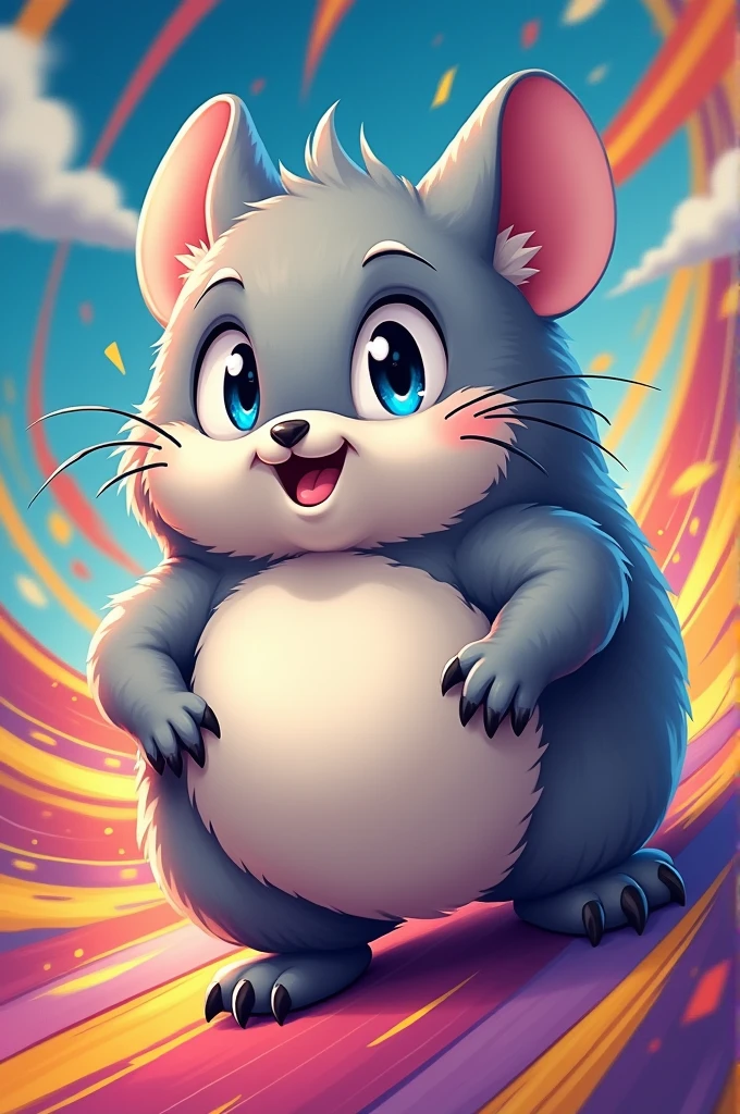 An image of a chinchilla in the style of Sonic the hedgehog