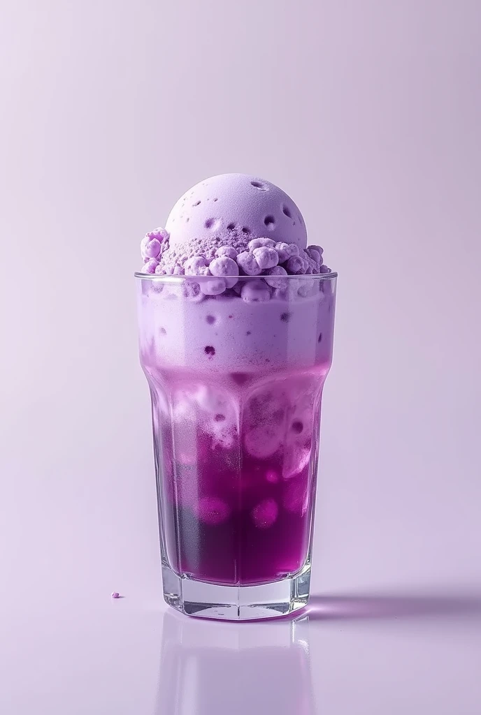 best quality and realistic, a transparent glass with Grapete inside and Grape ice cream, that the Grapete logo does not appear and that the scoop of ice cream is inside the glass
