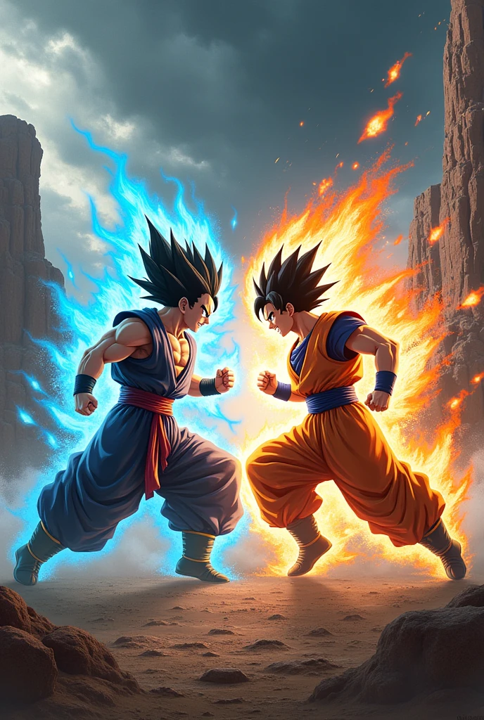 Goku fighting with Vegeta