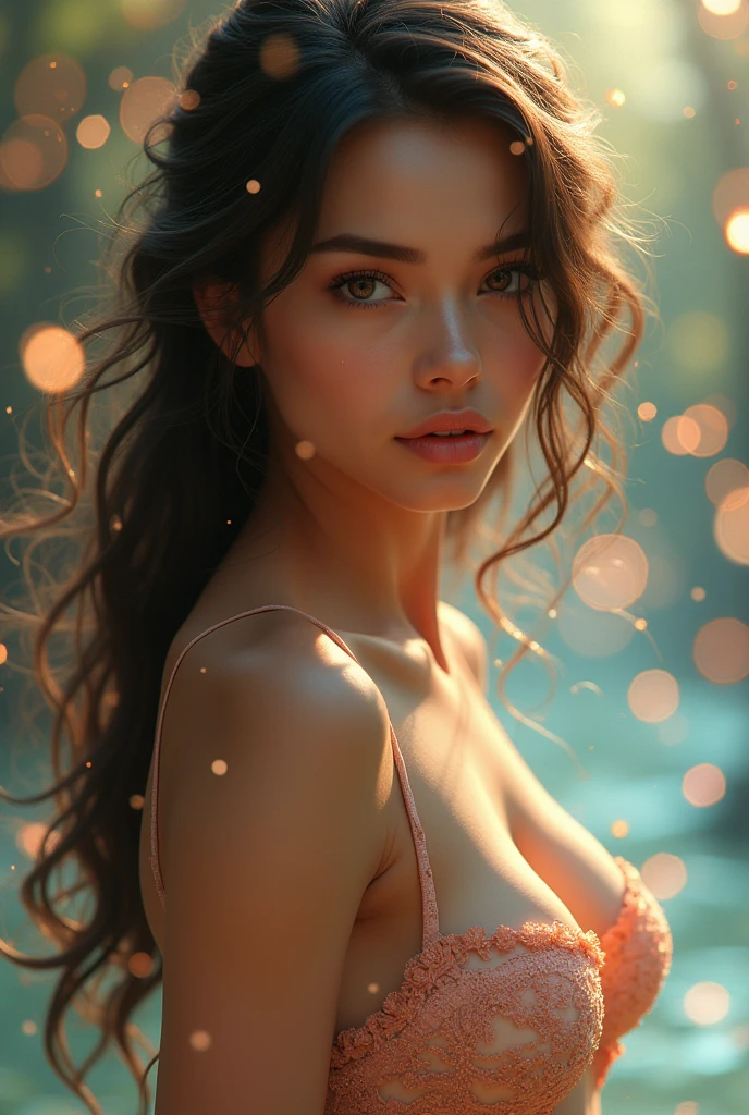 Hot girl big boobs in the bead