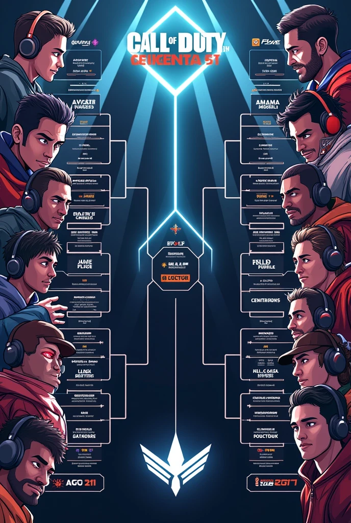 call of duty mobile championship competition bracket board vector with 24 participants on each side