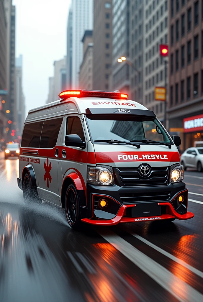 I drew a Hiace, turned it into an ambulance, raced it, and added over fenders.