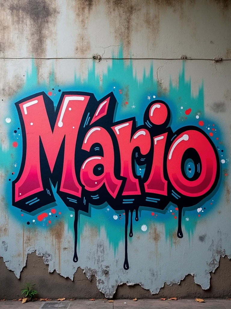 text "Mário" in a cool graffiti style on a wall