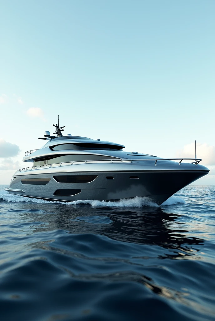 “Create a surreal image of a ship whose entire body resembles a Ford Mustang GT. The ship should have the sleek, aerodynamic lines of the Mustang, complete with headlights, grille, and side mirrors, all incorporated into its design. The hull of the ship should mimic the shape and contours of the car’s body, with windows that look like car windows and a deck that resembles the roof of the Mustang. The ship is cruising on the open ocean, with waves reflecting the car-like shine of its surface. The background should feature a clear sky with subtle clouds, enhancing the surreal blend of automotive and maritime elements.”