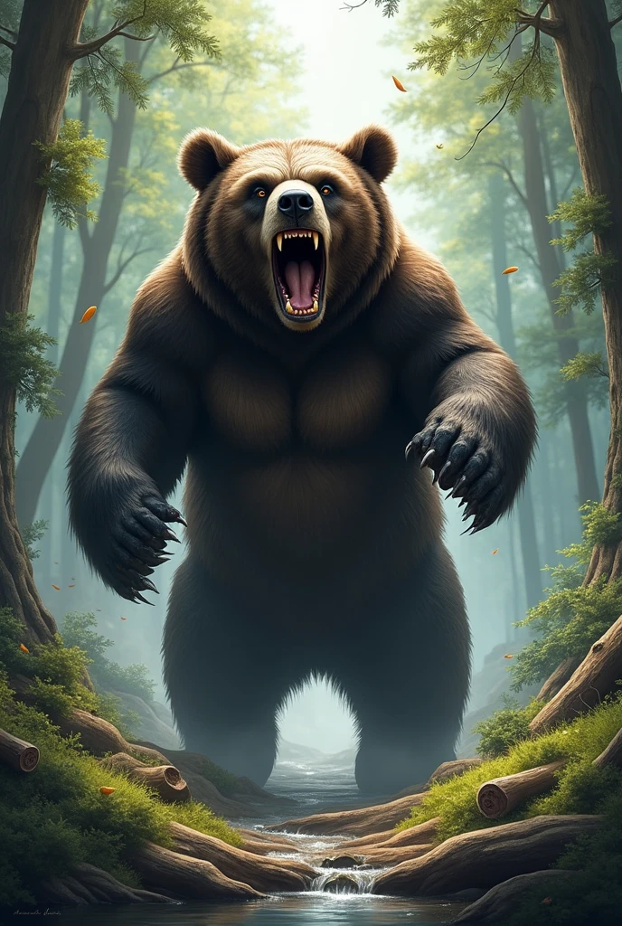 The bear is a wild animal. It can be found in black, brown and white colour. It has sharp teeth and a lot of fur on its body. It can climb trees and eat fruits like berries. It loves to eat fish and honey. Bears can stand on their two front legs like human beings