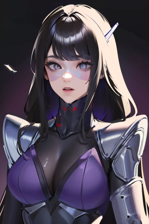 (masterpiece),(Highest quality),(Super detailed),(Best illustrations),(Best Shadow),(Absurd),(Detailed Background),(so beautiful), 16K, 8K, 4K,(Best Shadow),empty eyes,robotization,woman ,big bust,Robot Joint ,Metal skin,Black Suit,long hair,a black suit that covers the whole body,robot raiden shogun ,cyber suit