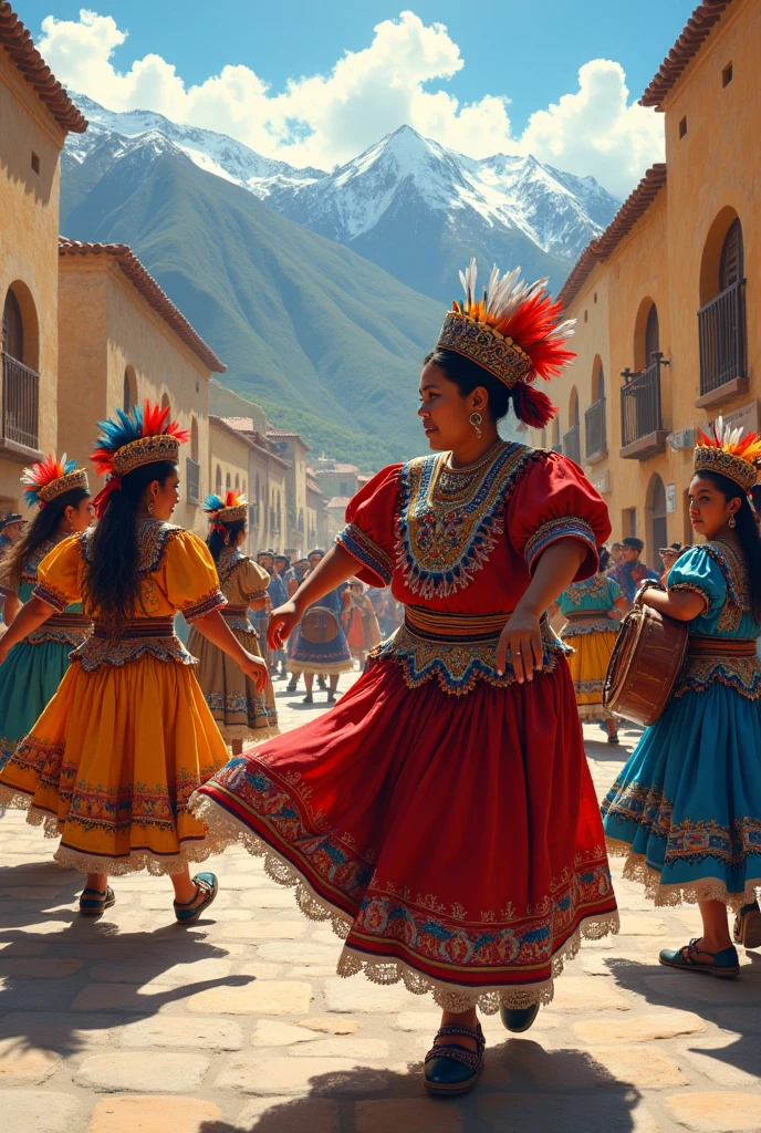 Create an image that reflects the dances of Peru in the 1900s