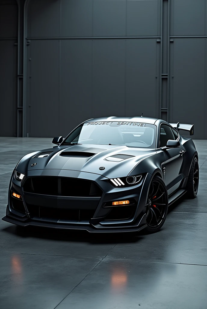Create a self-project of a Ford Mustang GT 500 with the letters Project Sentinel