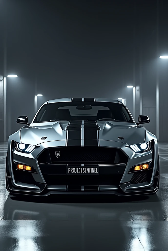 Create a self-project of a Ford Mustang GT 500 with the letters Project Sentinel
