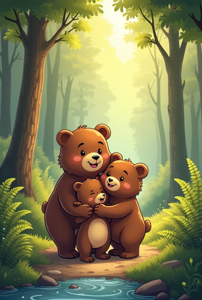 And so, between hugs and laughter, The bear family all returned happily to their home in the forest . Bear Benito realized that, Although sometimes we want to explore alone, It is always better to do it with the company and love of our family and friends.. in cartoons