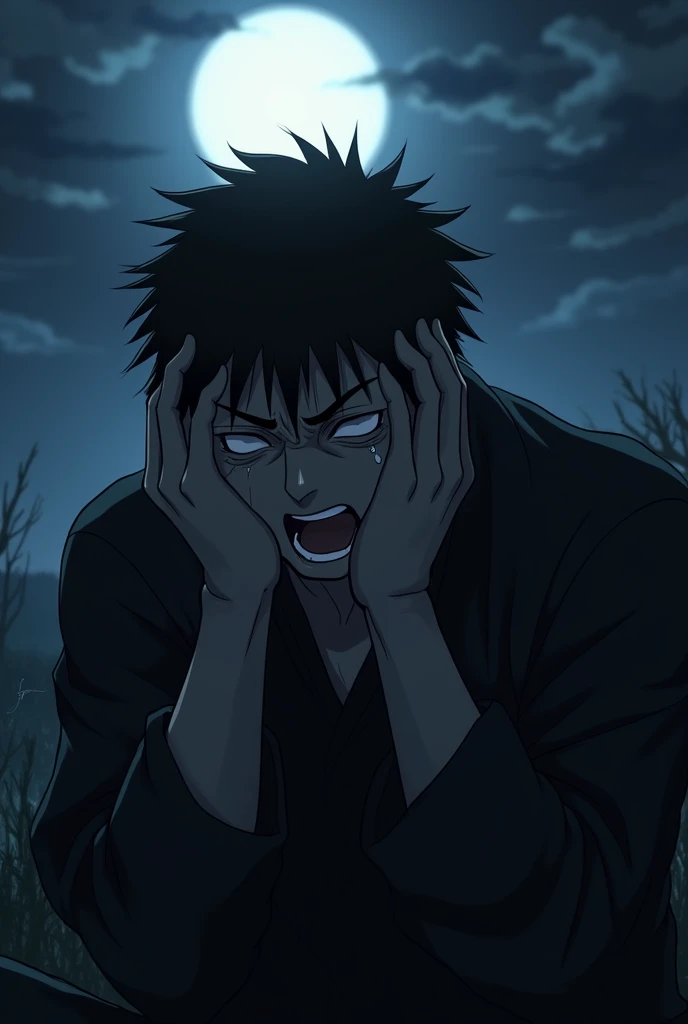 I like the anime berserk crying in a dark night with my hands