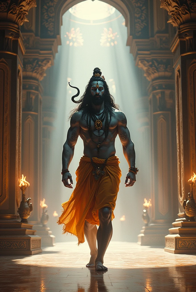 Shiva is walking in the temple