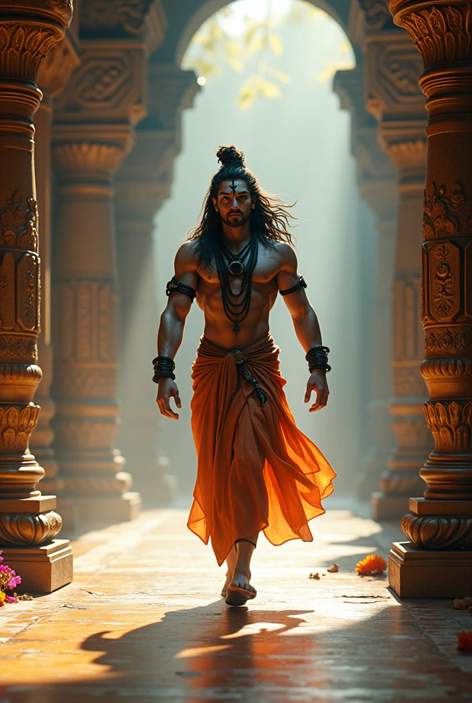 Shiva is walking in the temple