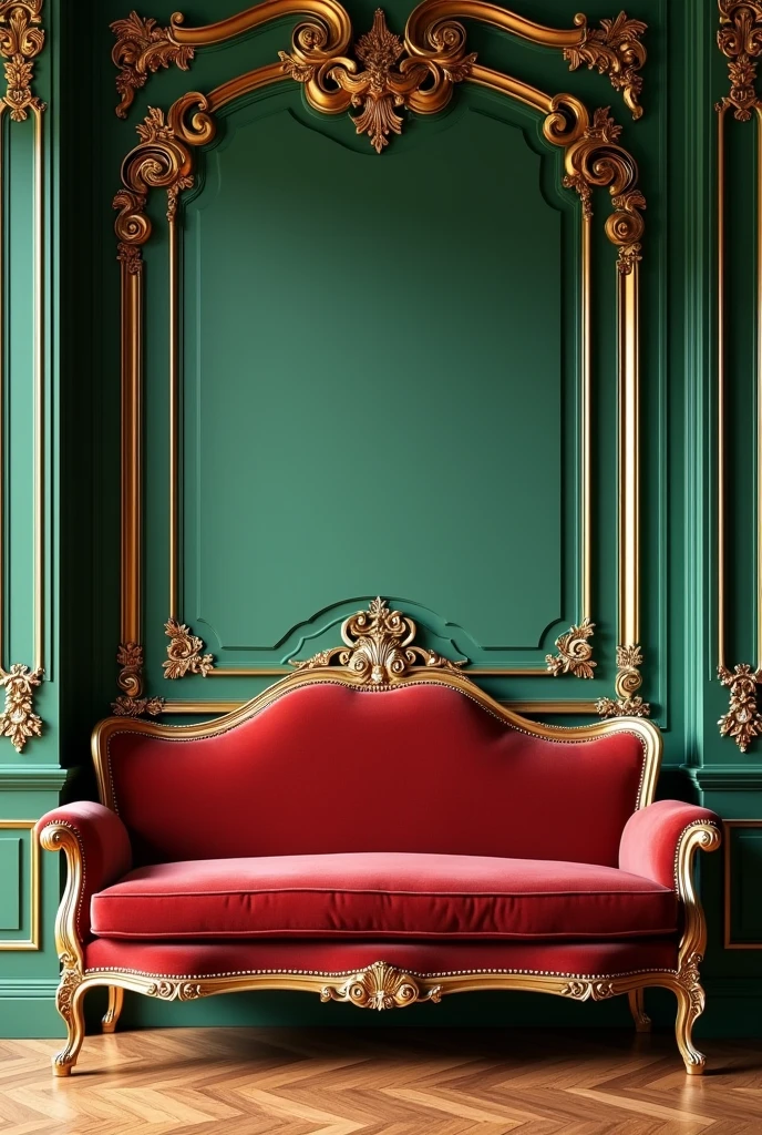 Louis XV style wall with sofa in the middle
