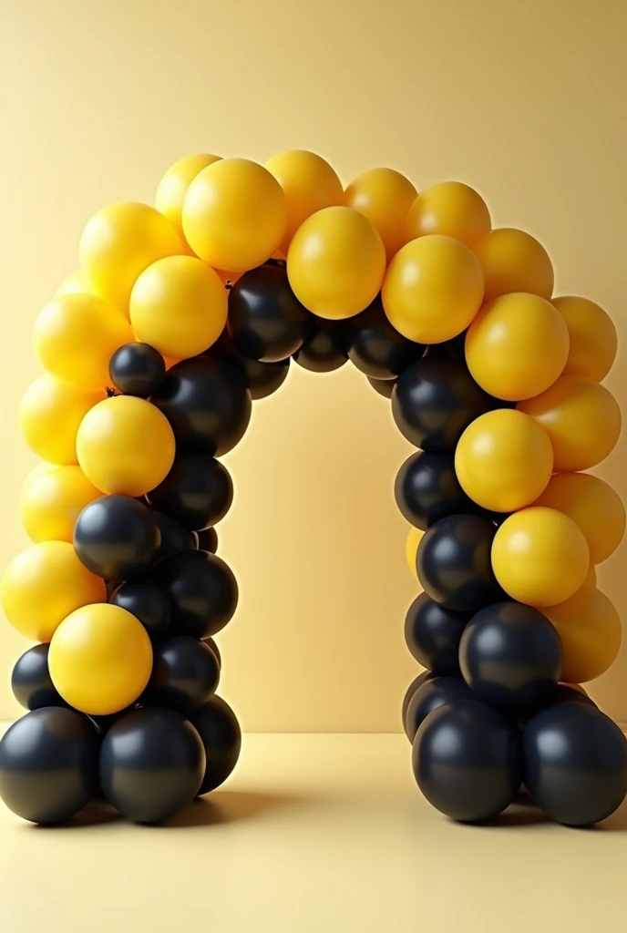 Arch of yellow and black balloons in a representative shape