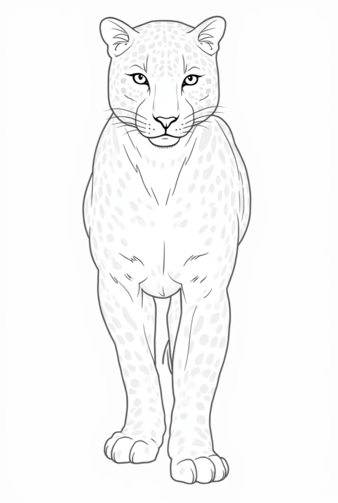 clean lineart of a female jaguar