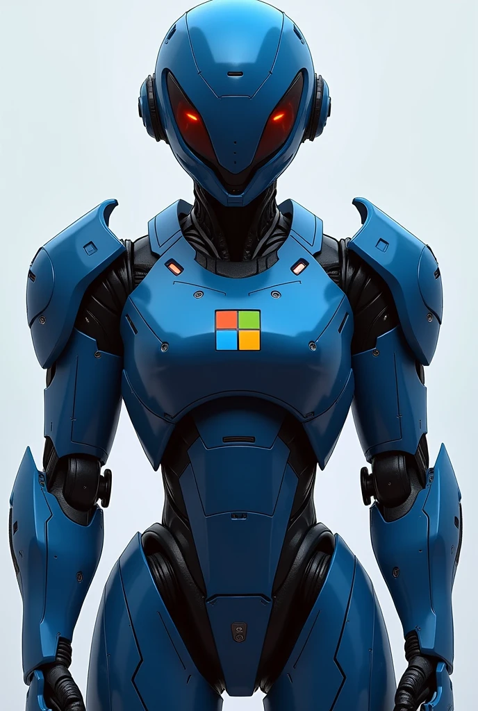 Small blue and black robot with MS logo
