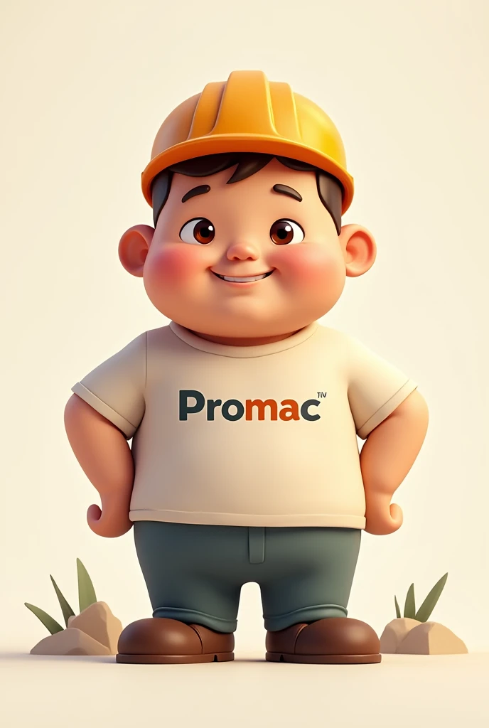 Create a happy and friendly cement-related avatar, wearing a shirt with promac written on it