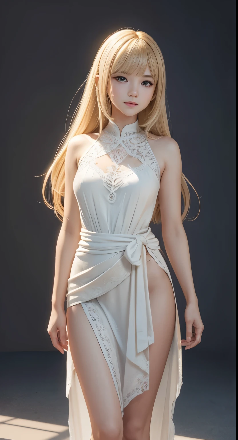 Mari Rose DOA in a completely see-through evening dress, bare breasts are visible, naked pussy, frankly erotic against the backdrop of a medieval throne room in a crowd of people drawn in detail 