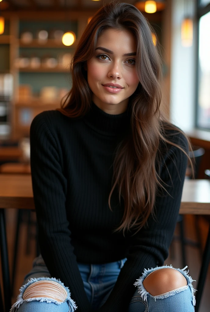 "MONOCHROME B&W IMAGE: 01 WOMAN (solo, 35 years old, French, very similar to Audrey Tautou, long black hair, brown eyes, wearing a wool sweater, expression marks on her face, glint in her eye, enimatic smile, staring at her smartphone) sitting at a TABLE (on the table are an ashtray with Marboro cigarettes, half a bottle of whiskey, half a glass of whisky on the rocks) of a typical ENGLISH PUB (whisky club, decoration, faint tobacco smoke in the air) | monochrome (black and white) photo realist, noir atmosphere, soft shadows, high level of detail, high noise, medium sharpness, sharp focus, high contrast, photorealism in UHD, RAW, analog, cinematic quality | P. O.V.: close-up, focus on woman's smile"|