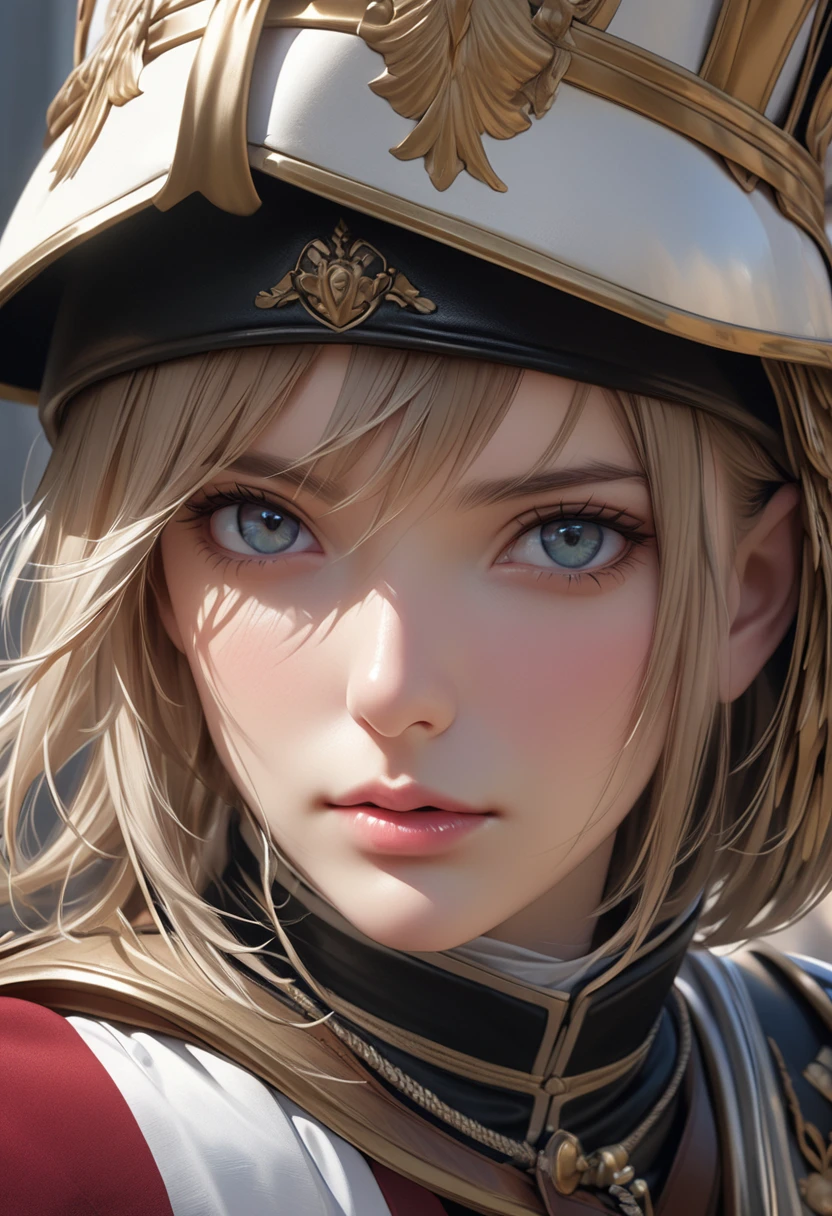 Cuirassiers, best quality, 4k, 8k, highres, (masterpiece:1.2), ultra-detailed, (photo realistic,:1.37), looking at viewer, (face close up:0.7),--no watch,