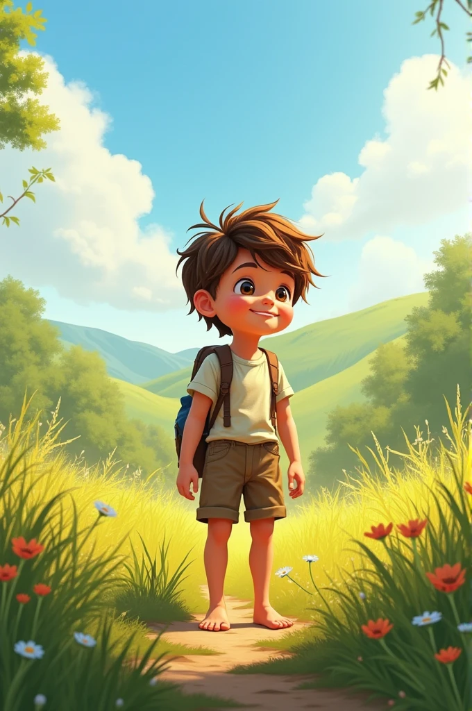 Barefoot boy in the sun