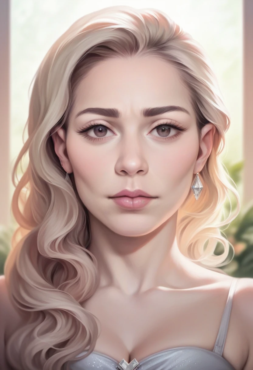 a beautiful woman with fair skin, small upturned nose, thick pastel pink lips, eyes that are a mix of blue and green, light brown almost blonde hair, long eyelashes, thick but defined eyebrows, slightly rounded face, rosy cheeks, slender figure with a narrow waist, not too thick legs, (best quality,4k,8k,highres,masterpiece:1.2),ultra-detailed,(realistic,photorealistic,photo-realistic:1.37),highly detailed portrait, high quality, warm lighting, soft focus, cinematic composition, intricate details, natural skin tones, volumetric lighting, depth of field, elegant, graceful, serene expression