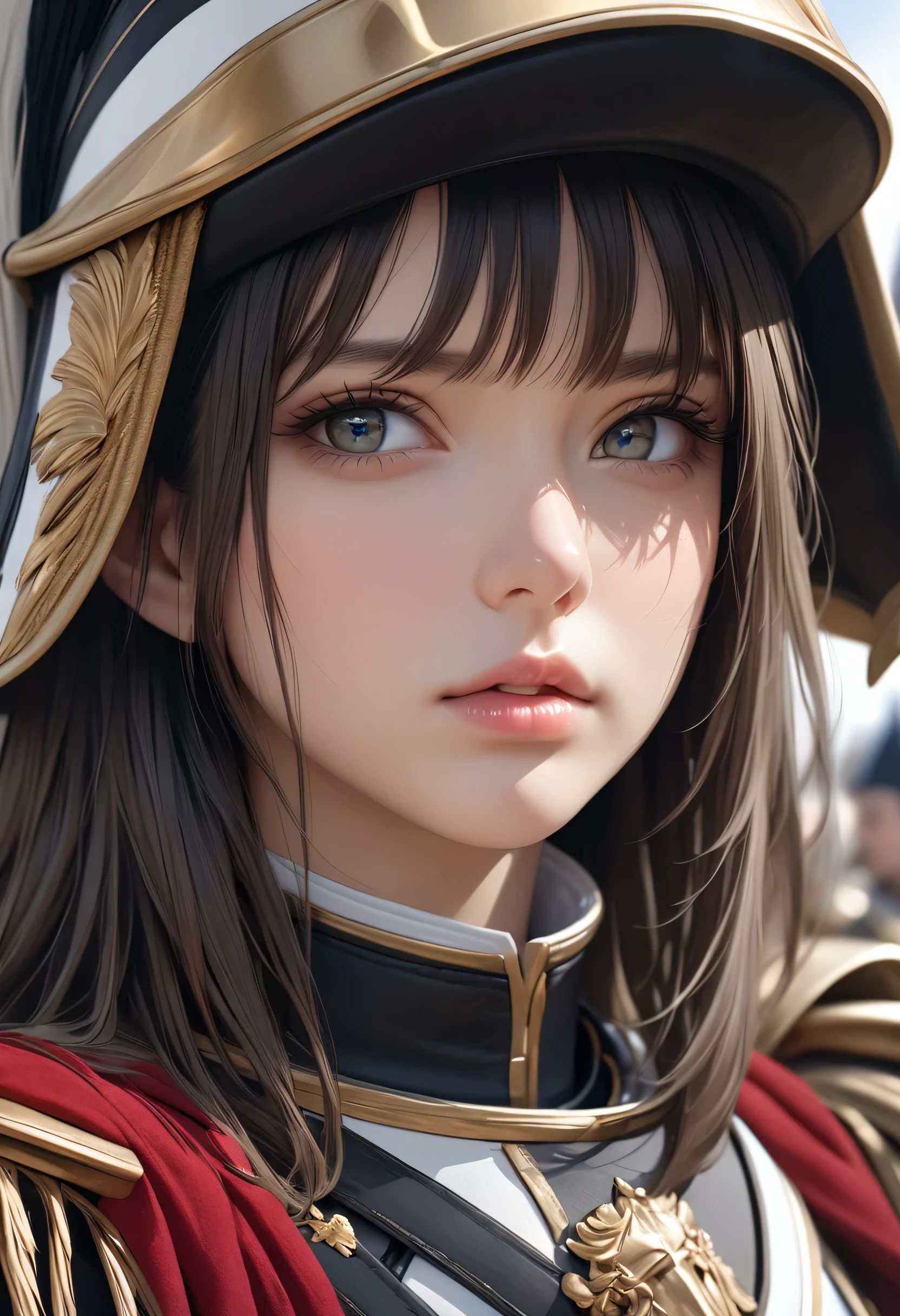 Cuirassiers, best quality, 4k, 8k, highres, (masterpiece:1.2), ultra-detailed, (photo realistic,:1.37), looking at viewer, (face close up:0.7),--no watch,