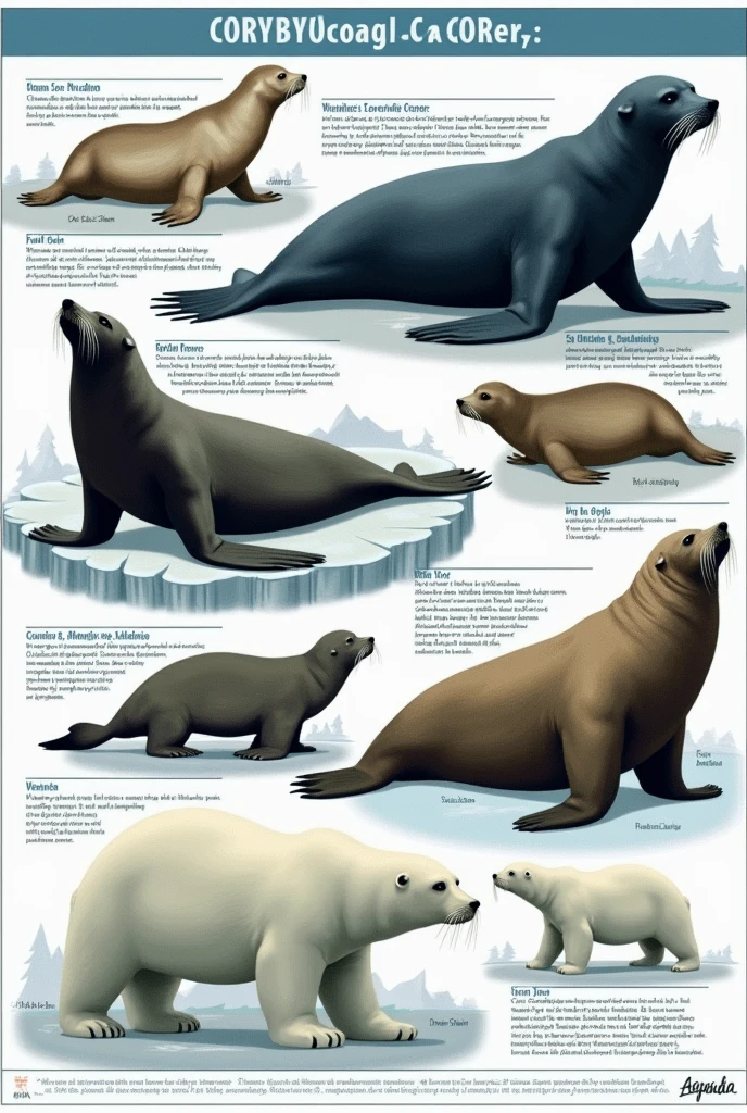 Make an educational poster about "Biology of Carnivora (Seals, sea lions, walrus and polar bears)"