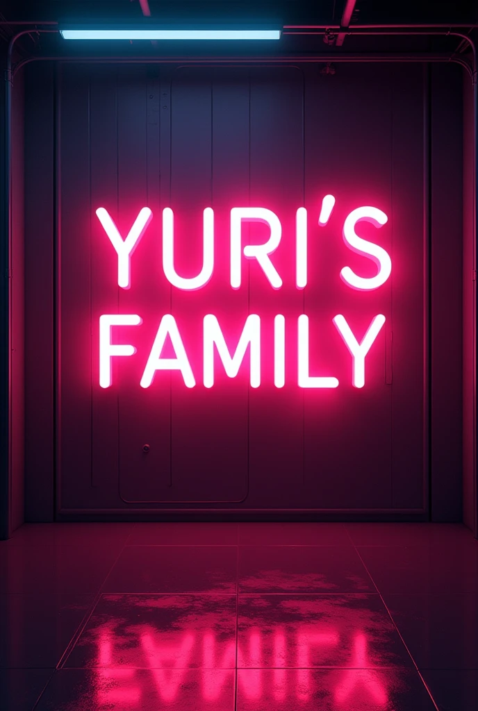 Create an image where the phrase Yuris family appears with neon lights style