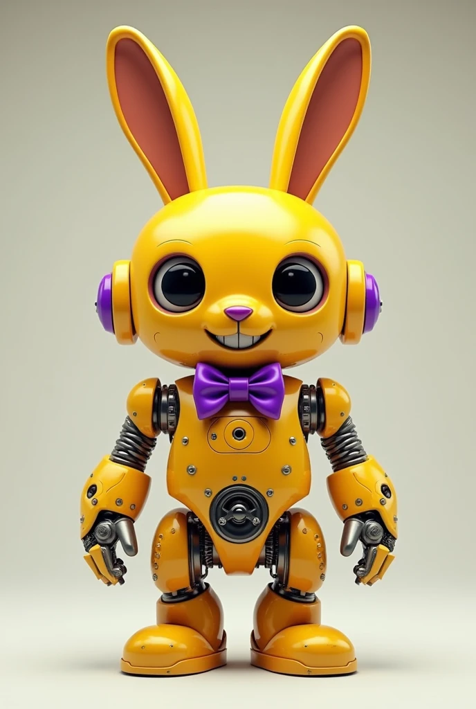 Yellow animatronic rabbit and purple bowtie