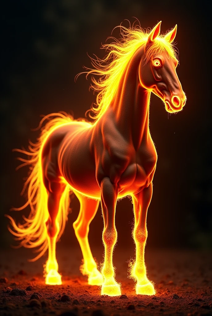 A horse on fire with a black background with a logo that says SMACH