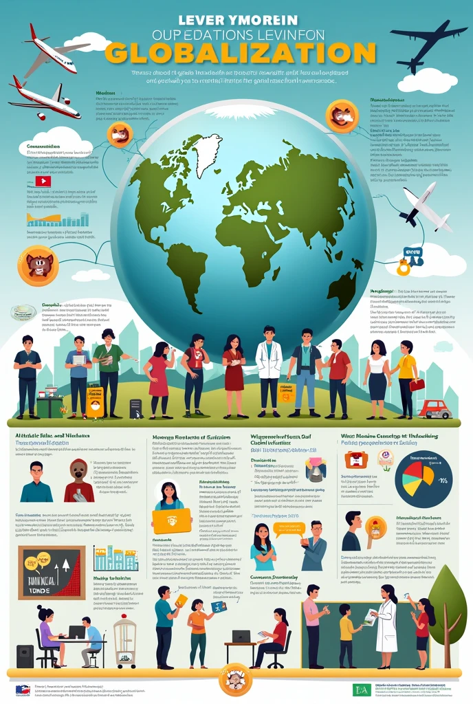 Create a poster that showcasing or discussing the benefits and challenges that the globalization poses to education and healthcare. Casual