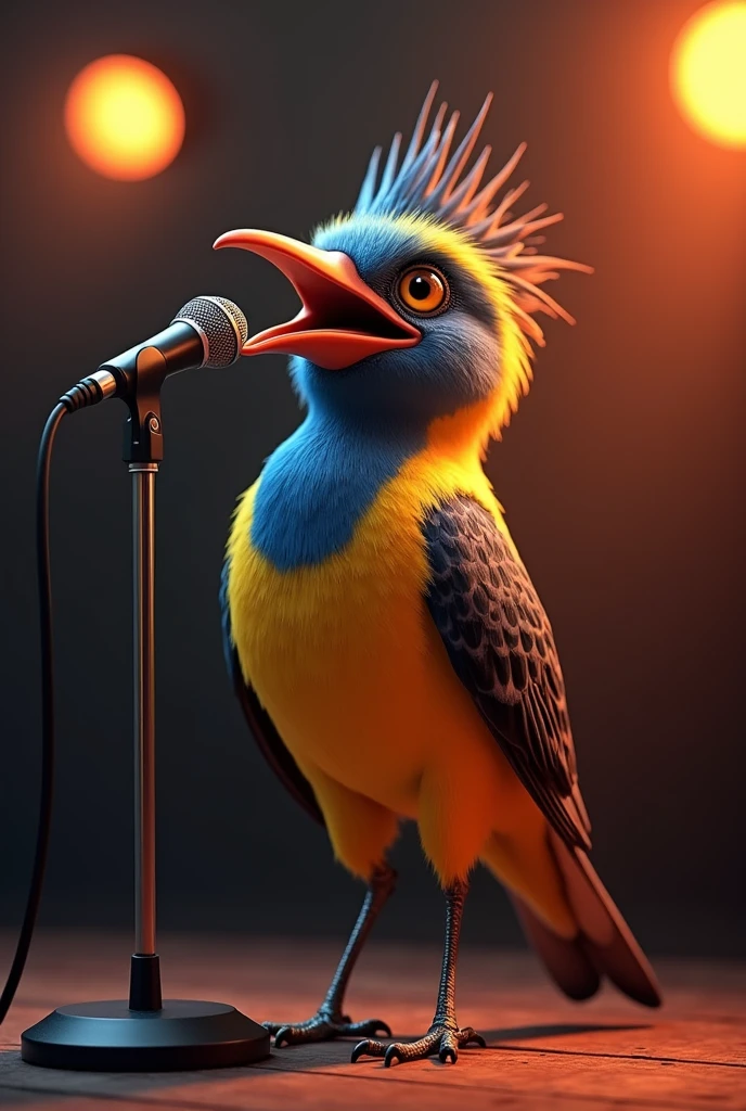 A cenzontle singing with a microphone