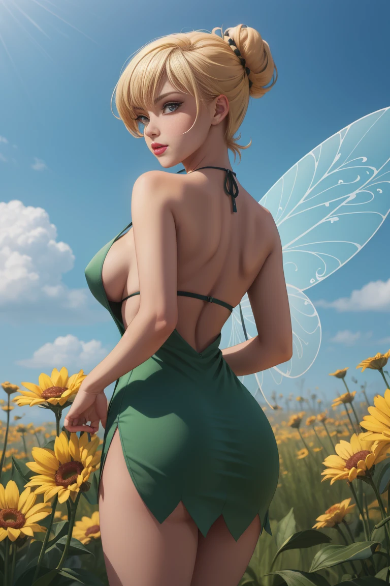 (Tinker Waifu:1), (minuscule), ssmile, sexly, naughty pose, gazing at viewer, breastsout, neckleace, single hair bun, shorth hair, (green dress without straps:1), (fairy wings naughty), (foco nos breastsout:1.2), From  above, (realisitic:1.2), (Reality), (Masterpiece artwork:1.2), (best qualityer), (ultra detaild), (8k, 4K, intricate),(photo by full body:1),(photo the cowboy:1.2), (85 mm),Lumiere particles, calling, (very detailled:1.2),(face detailed:1.2), (gradients), showy,(detailedeyes:1.2),(detailed back ground),detailed landscape, (dynamic angle:1.2), (dynamic pose:1.2), (rule of third's composition:1.3), (Line of action:1.2), General plan, Lumiere, standing alone, sexly, show skin, (lying on a flower, ventail), body shining, lying in the center of a huge flower, 