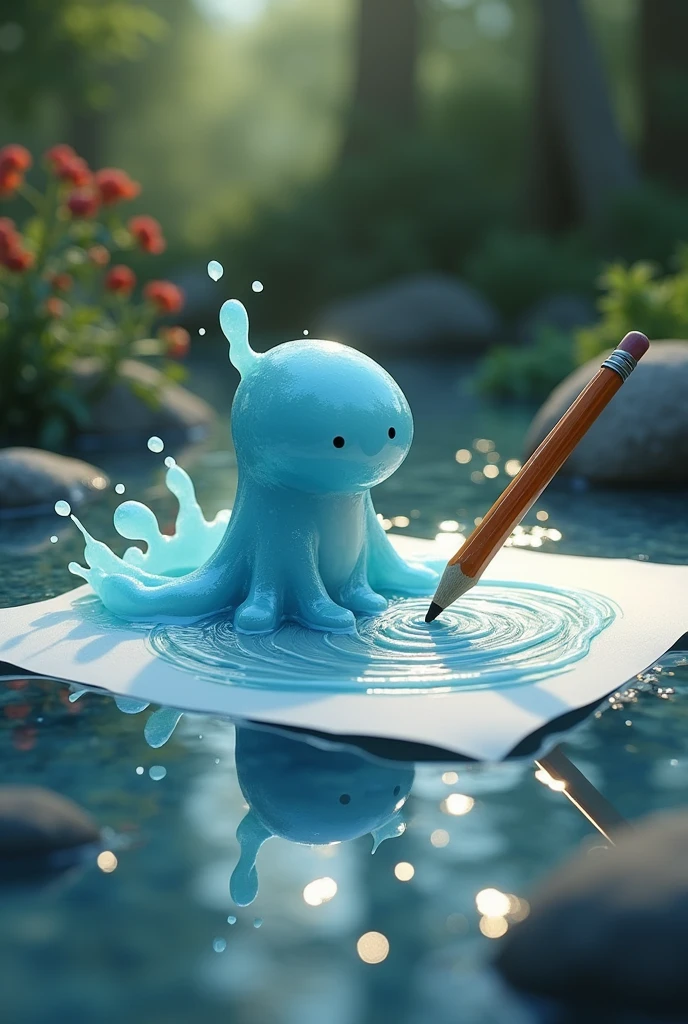 A puddle copying with paper and pencil