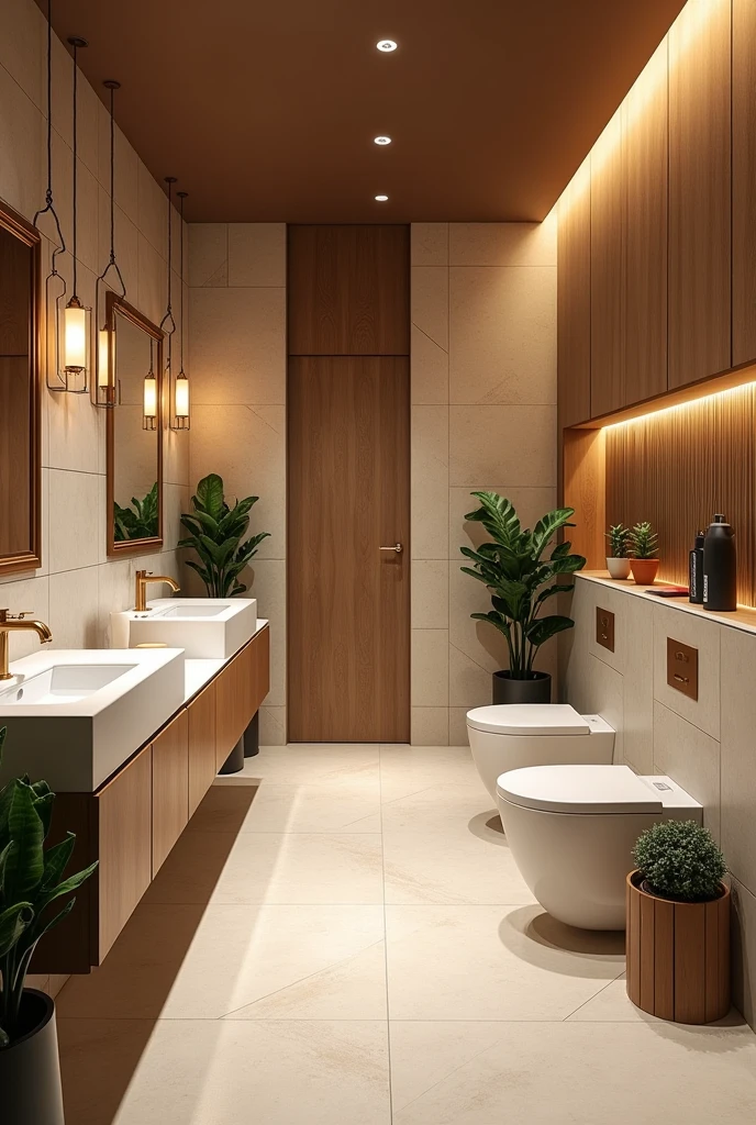 For the restaurant bathrooms:

- **style:** Modern with local touches; Use ceramics with geometric patterns and light wood details.
- **

- **lightning:** soft and warm, with elegant lamps and mirrors with decorative frames.
- **comfort:** Spacious and accessible, with facilities suitable for people with disabilities.
- **Additional Details:** Include plants in decorative pots and ensure good ventilation..