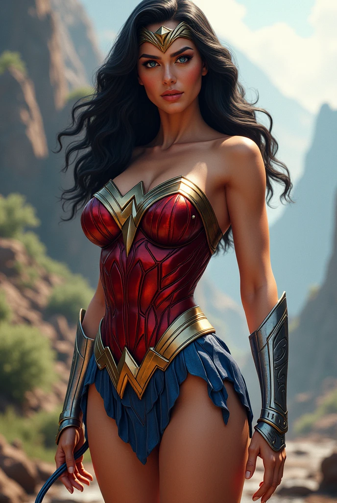 Generate a super sexy, gorgeous Wonder woman with big bo4bs complete body