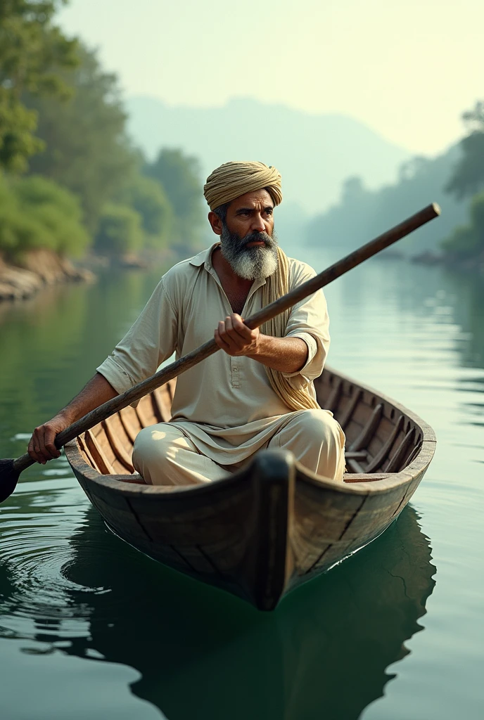 A Pakistani man in tha boat