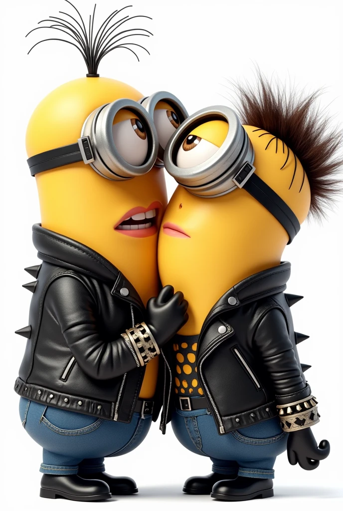 The minions kissing dressed as rockers png