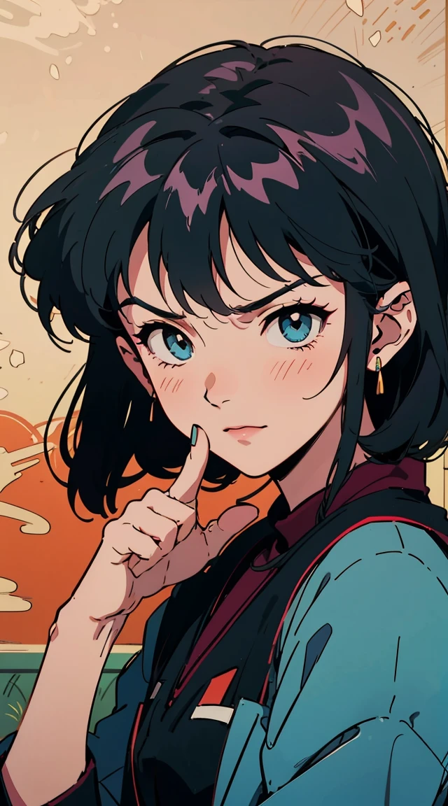 A series of four paintings of women in suits frowning, Anime Moe Art Style, Mr.々A pose, Kantai Collection Style, Yandere, Anime Styleキャラクター, With index finger, fubuki, Naughty anime style, different expression, Dramatic smile pose, gapmoe Yandere, Anime Styleに, Anime Style, Mr.々A poses