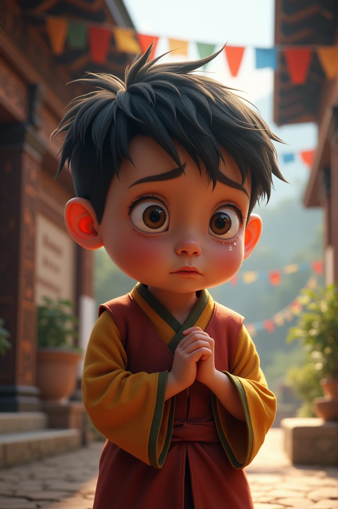 A little Bhutanese boy crying