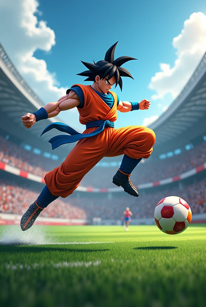 Goku about to kick a penalty 