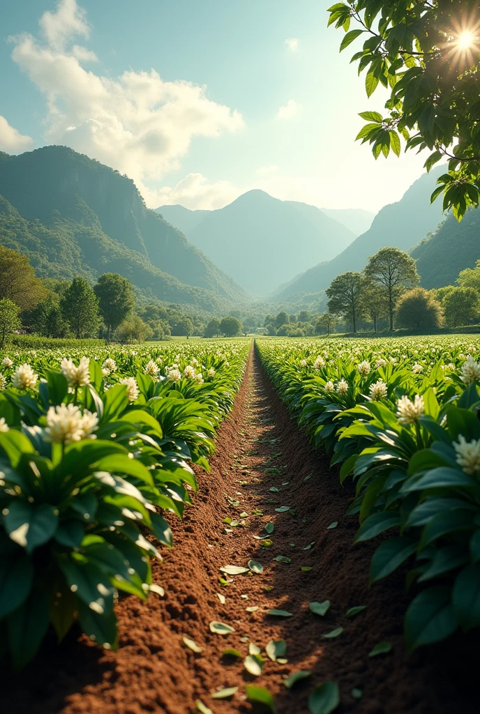Coffee plantation in bloom