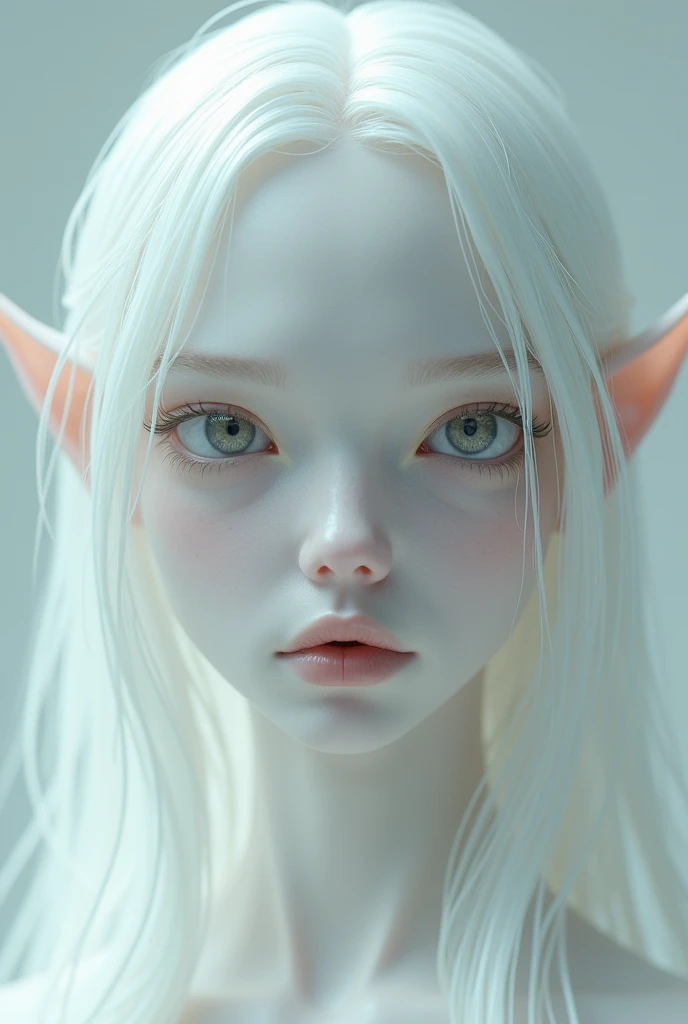 Adulta, Elfa albina, blank eyes, white lips, medieval HD 4K