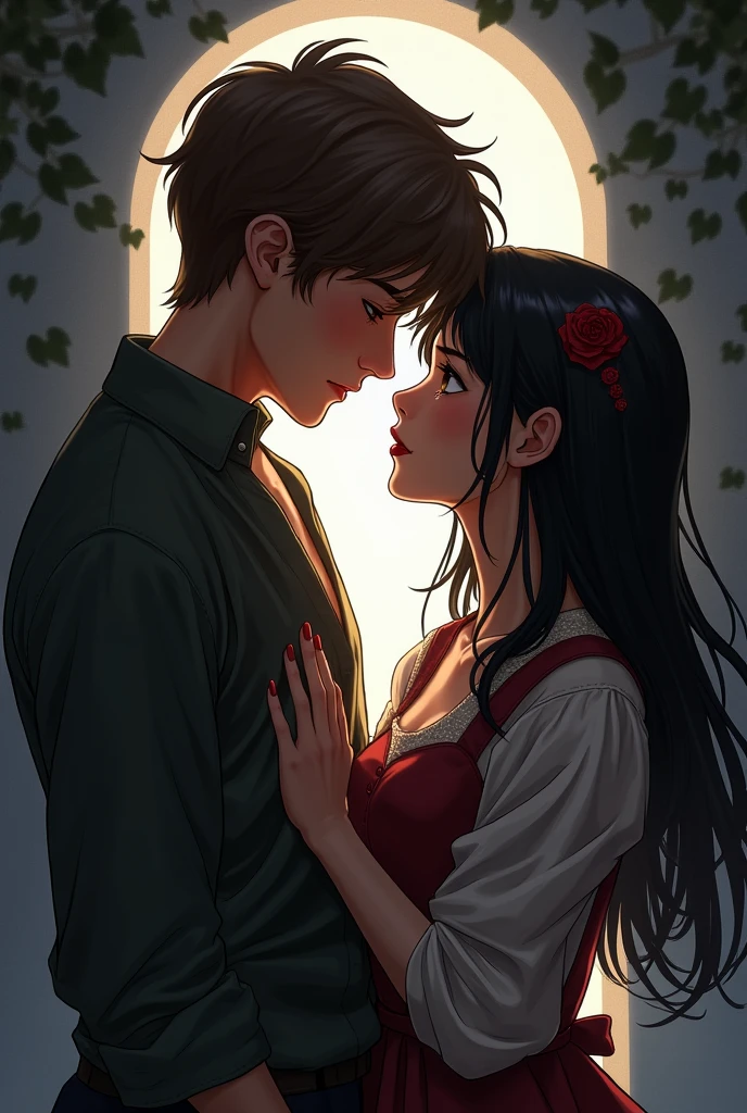 Make the commoner (from the other times, brown with short hair) flirting with another girl from the kingdom (black-haired and low-income) other than the princess (in secret, in a super hidden place that is not nature)