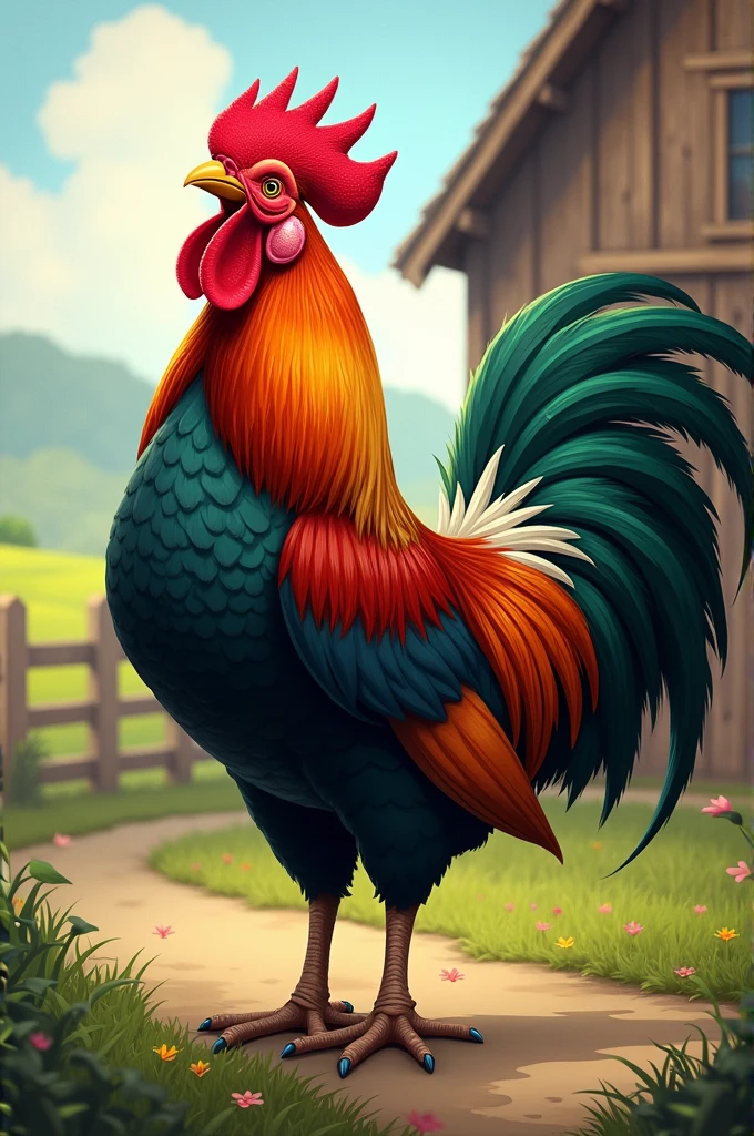 Rooster shouting cock a doddle doo